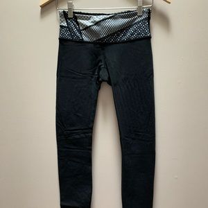 lululemon athletica Black Leggings with Patterned Waistband